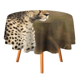 MNVTSKOP 50x50in Round Tablecloths Wild Animal Leopard Printed Christmas Table Cloth Washable Thanksgiving Tablecloth Decorative Table Cover for Home Decor Parties Picnic