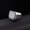 Confede Silver Signet Ring Black Onyx for Men Stainless Steel