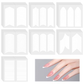 Molain 70 Sheets 2780 Pcs French Manicure Nail Art Stickers, Manicure Strips Stickers 5 Designs Self-Adhesive Nail Tips Guides for Edge Auxiliary DIY Decoration Stencil Tools