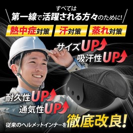 【Supervised by a Veteran Architect】Helmet Inner 【4-Piece Set】 Sweat Absorbing Pad Inner Cap Heatstroke Countermeasure FUNFOUND【Japanese Brand - Making the Desires of the Worksite a Reality!】 (4-Piece
