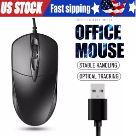 Unbranded USB 2.0 Optical Wired Scroll Wheel Mouse PC Laptop Notebook Desktop Black Mice