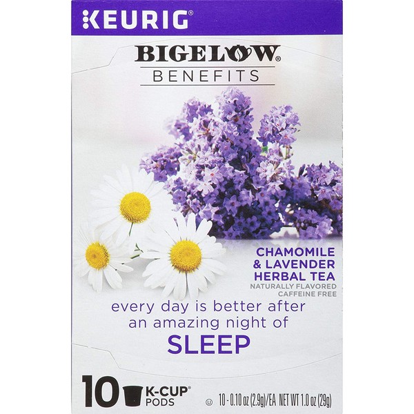 Bigelow Benefits Chamomile & Lavender Herbal Caffeine Free Tea K-Cups, Sleep, 10 Count (Pack of 6), 60 K-Cups Total
