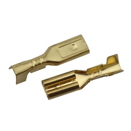 MEETOOT 100pcs 2.8mm Gold Female Spade Crimp Terminal with Insulating Sleeve Self Lock Plug Electrical Wire Splice Connectors