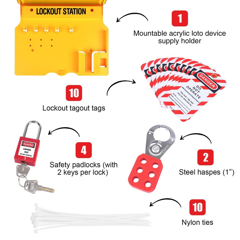 BULANGDI Lockout Tagout Kits,Electrical Security 27Pack Lock Kit,Lockout Station With