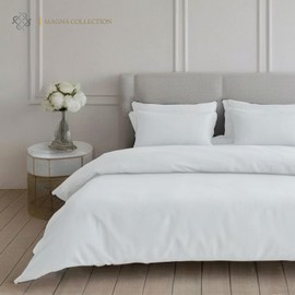 MAGNA COLLECTION Single Duvet Cover Set - Hotel Quality Bedding Set (135x200cm) with Matching Pillowcase - Soft Brushed Microfibre Polyester Duvet Cover (White, Single)