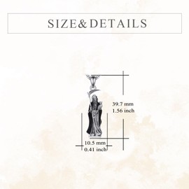 Hancock St Santa Muerte Necklace Sterling Silver Religious Protector Pendant Saint Santa Muerte Jewelry Gifts for Women Men