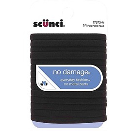 Scunci No Damage Hair Elastics, Black 14 ea (Pack of 10)