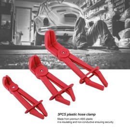 ANKROYU 3PCS Hose Clamp Pliers, Line Clamps Flexible Hose Clamps Pliers Kit, Professional Hose Pinch Off Pliers for Flexible Hose Fuel Lines Brakes Heaters and Radiators(Red)