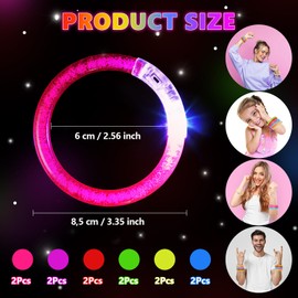 Mikulala 12PCS LED Bracelets Glow In The Dark LED Bracelets Light Up Bracelet Toys Party Bag Filling For Christmas Thanksgiving Birthday Kids Adult Multicolor