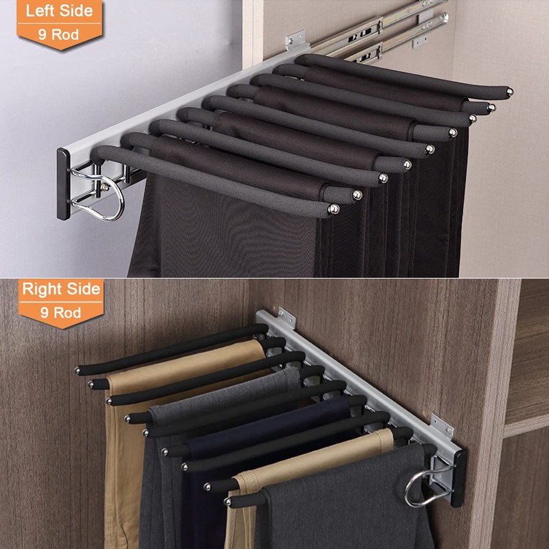 mopam Pull Out Trousers Rack 9 Arms Retractable Closet Pants