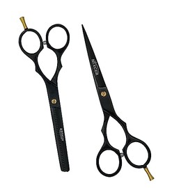 Nixcer Hair Cutting & Thinning/Texturizing Shears Set Professional Hair Cutting Scissors Set - 7” Length - Premium Shears For Salon & Home Use Razor Edge Barber Scissors (Black - NSC011)
