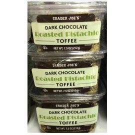 TRADER JOE'S DARK CHOCOLATE ROASTED PISTACHIO TOFFEE 3 PACKS EACH 7.5 OZ KOSHER