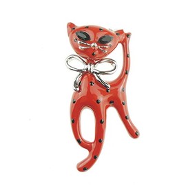 Cute Womens Wedding Christmas Birthday Gift Coat Scarf Coat Jacket Shawl Mother Groom Bride Diamante Crystal Brooch Badge Breastpin Corsage Pin Enamel Bow Panther Cat Kitten Kitty (Red Polka Dot)