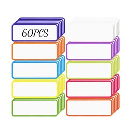 Magnetic Sheets 60 Pieces 10 Colors x 6 Dry Erase Boards 8cm*3cm Magnetic Stickers Strong Magnetic Nameplate Labels Magnetic Write On Stickers Strong Magnetic Sheets Reusable Classroom Office
