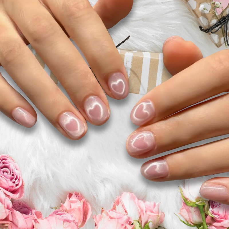 4pcs Heart Magnet for Cat Eye Nails, 2 Size Professional