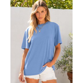 ANRABESS Womens Oversized T Shirts Short Sleeve Crewneck Tops Casual Loose Basic Tee Shirts 2025 Summer Outfits Trendy Clothes Sky Blue Large