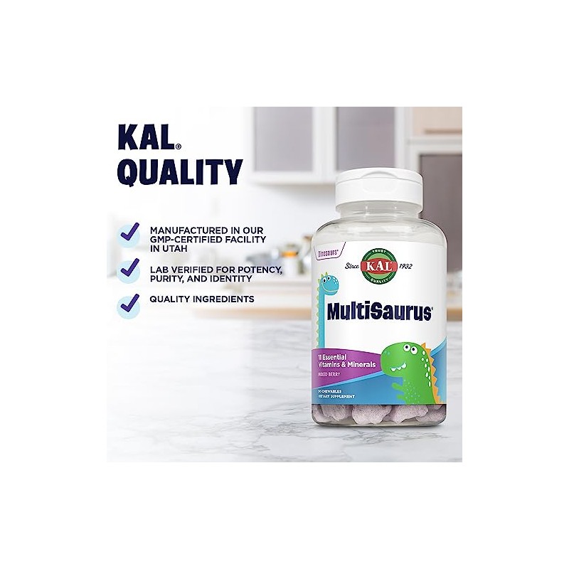 KAL Kid's MultiSaurus Vitamins & Minerals | Children's Chewable Once
