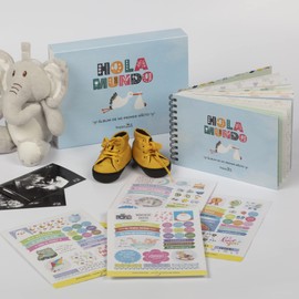 Baby Photo Album HappyMots 22cm x 15cm with Protective Box Baby Album for Sticking Photos and Writing Set of Decorative Stickers Included