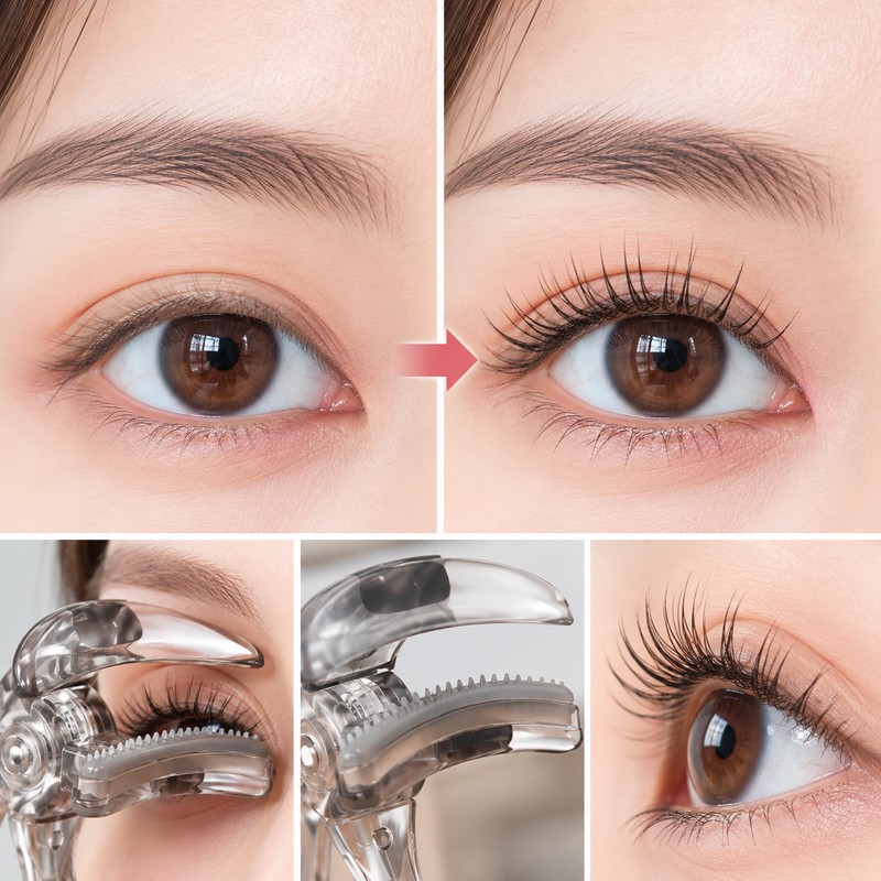 Eyelash Curler with Built-In Comb – Wide-Angle and Partial Curling
