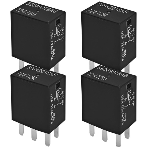 Relay 56049018AB 72472M (Pack of 4) - 30A 12VDC 5-Pin