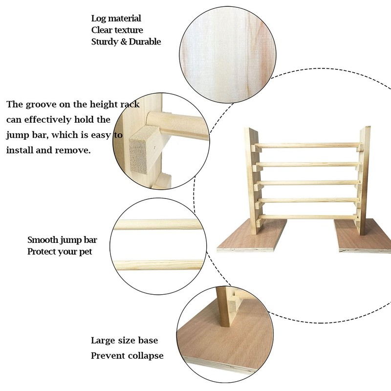 kathson Rabbit Jump Bar, Natural Wood Toy Set Adjustable Height