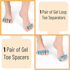 DR. JK- ToePal Gel Toe Separator, 2 Pairs, Toe Spacers, Toe Straightener, Hammer Toe Straightener, Toe Spreader, Toe Stretcher, Toe Corrector for Women and Men, Bunion Corrector
