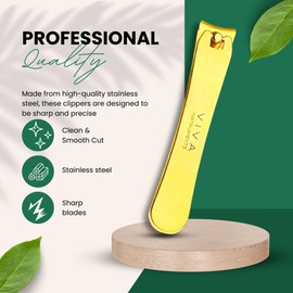 Stainless Steel Nail Clipper – Sharp Precision Nail Cutter for Fingernails & Toenails, Ergonomic Handle, Durable & Rust-Proof – Professional Single Nail Trimmer for Men & Women (Gold, Large)