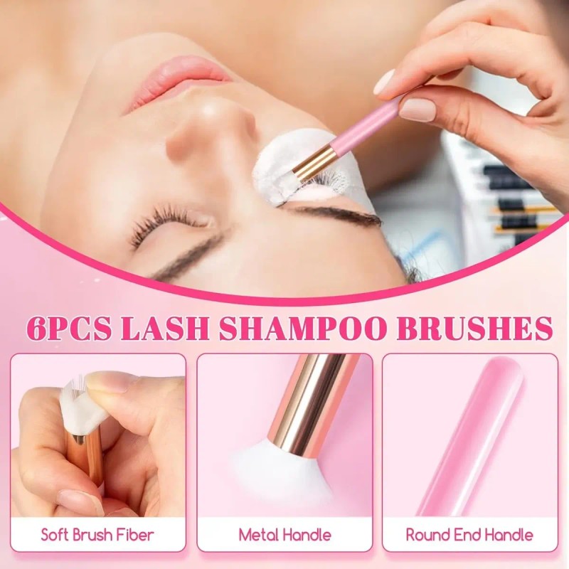 Kit Rosa De Limpieza Para Extensiones De Pestañas 15pz