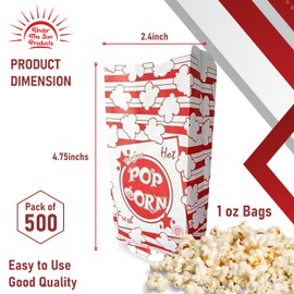 1oz Paper Popcorn Bags for Individual Servings - Pack of 250ct
