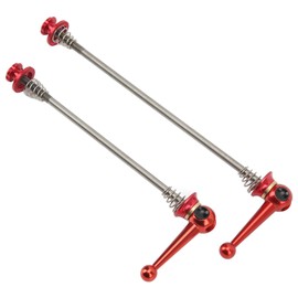 CANSUCC 2pcs Bicycle Wheel Skewer Aluminum Alloy Quick Release Titanium Alloy Rod for Mountain Bikes Road Bikes Red