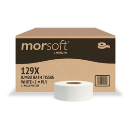 Morsoft by Morcon Jumbo Toilet Paper Rolls, 12 Rolls/Carton, 2-Ply, 100% Recycled Fibers, Soft and Absorbent, Fits in Jumbo Tissue Dispensers, Commercial Toilet Paper