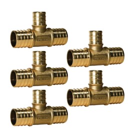 5 Pieces XFITTING 1" x 1" x 3/4" Pex Reducing Tee, Pex B Crimp Version 25-1-6=5X (5 Packs)