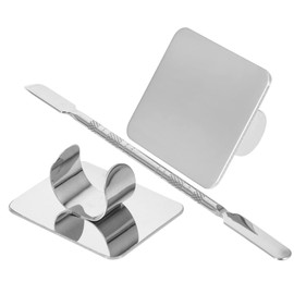 BIUDECO DIY Nail Art Palette Set of 3 Makeup Mixing Plates Spatula Lightweight and Durable for Travel