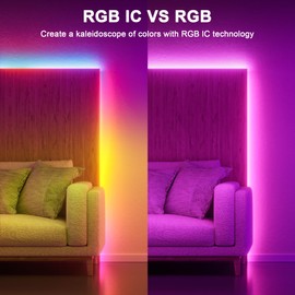 MuliVid Waterproof RGB+IC Outdoor led Strip Lights,100ft led Lights IP67 with App Control and Remote, Color Changing Waterproof Led Rope Lights for Tree,Yard,Balcony,Party and Patio