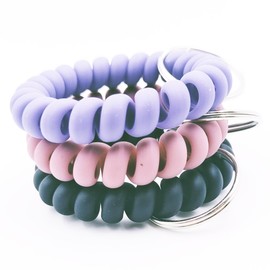 jtkdxqs 3PCS Stretchable Wristband Keychain with O Ring Spring Spiral Wrist Coil Band Bracelet Key Holder Key Chain for Women Outdoor