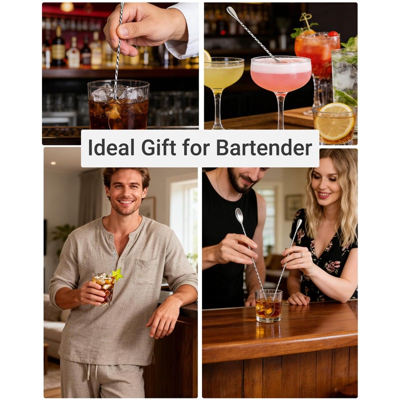 Goldelith Bar Spoon Set 10 Inch Stainless Steel Cocktail Mixing