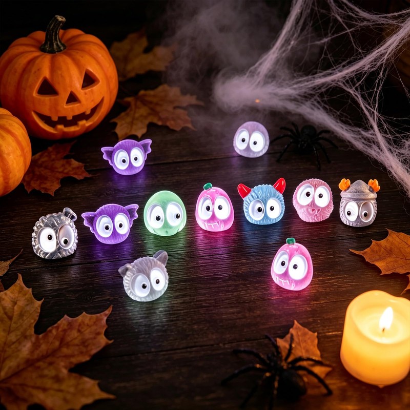 IAIHBBLY 56 Pcs Halloween Luminous Mini Miniature Resin Ghost Figurines