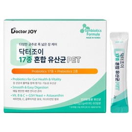 Dr. Joy Dog 17 types of mixed lactic acid bacteria powder, 1 piece, intestinal health lactic acid bacteria, 60 servings / 닥터조이 강아지 17종 혼합 유산균 파우더, 1개, 장건강유산균, 60회분