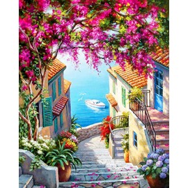 YALKIN Paint by Numbers Adults, Paint by Numbers, DIY Landscape with Brushes and Acrylic Paints, Hand Painted Oil Painting Canvas for Home Decor, Without Frame (40 x 50 cm)