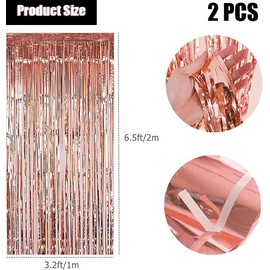 2PCS Foil Curtain Decoration, Tinsel Foil Fringe Curtain Door Curtains Hanging Streamers, 2 Meter Door Backdrop Photoprop, Streamer Birthday Party Wedding Holiday Decoration - (Red)