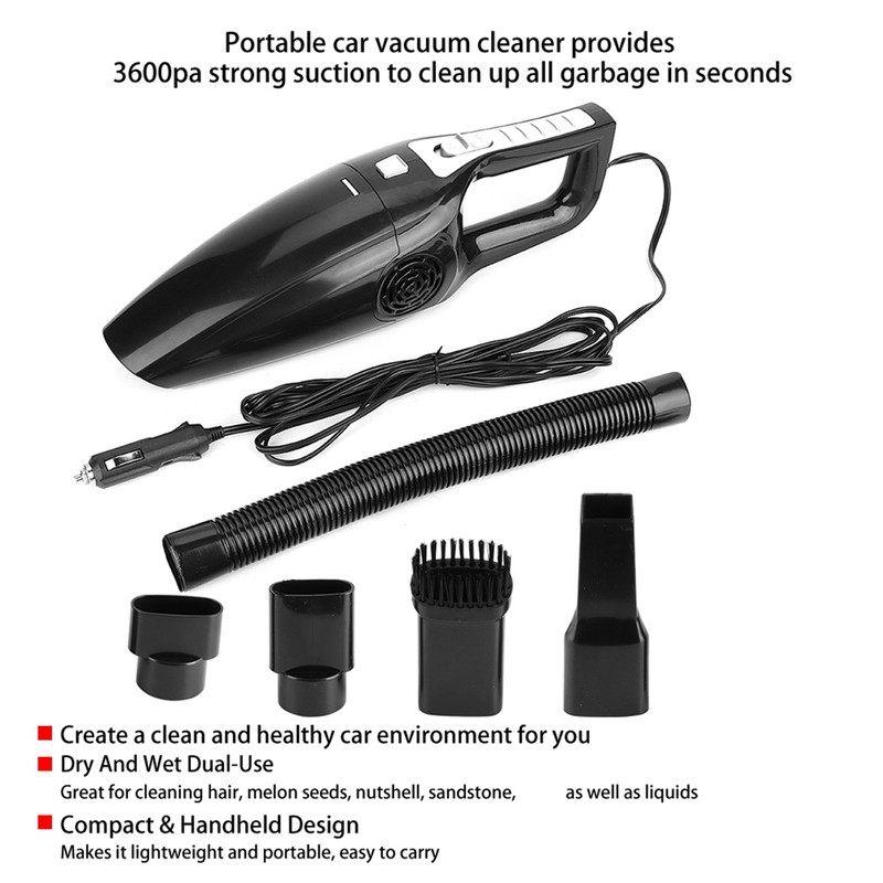 12V 3600pa Car Vacuum Cleaner Portable Handheld Wet Dry Dual