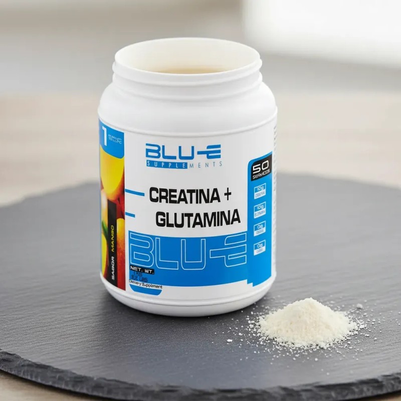 Creatina + Glutamina Blu-e 1kg 50 Servicios Varios Sabores