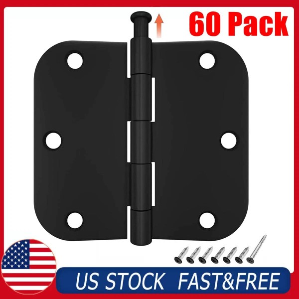 HOSOM Pack of 60 Door Hinge 3.5" x 3.5" Rounded