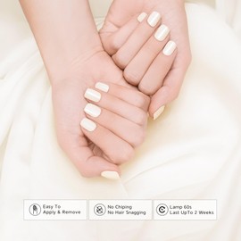 Ekkyo In Semi Cured Gel Nail Strips, Chip Resistant, Easy to Apply & Remove Gel Nail Strips, Long Lasting 20 Pcs Semi Cured Gel Nail Wraps, Nail Art at Home, Works with Any Nail Lamps, White