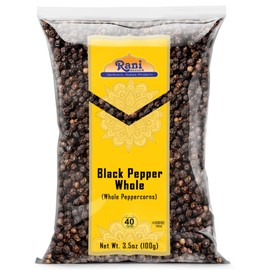 Rani Black Pepper Whole (Peppercorns), Premium MG-1 Grade 3.5oz (100g) ~ All Natural | Gluten Friendly | Non-GMO | Kosher | Product of Vietnam | Perfect size for Grinders!