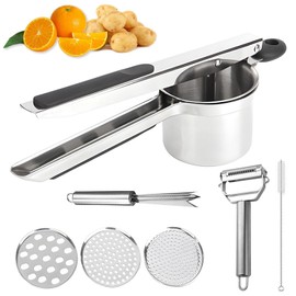 Stainless Steel Potato Ricer 15 oz with 3 Interchangeable Discs - Heavy - Duty and Durable Kitchen Tool for Effortless Mashing