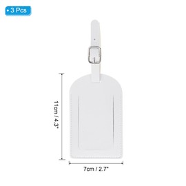 PATIKIL Luggage Tags for Suitcases, 3 Pack Premium PU Leather Baggage Tags Privacy Protection Luggage Identifier Travel Bag Labels, White