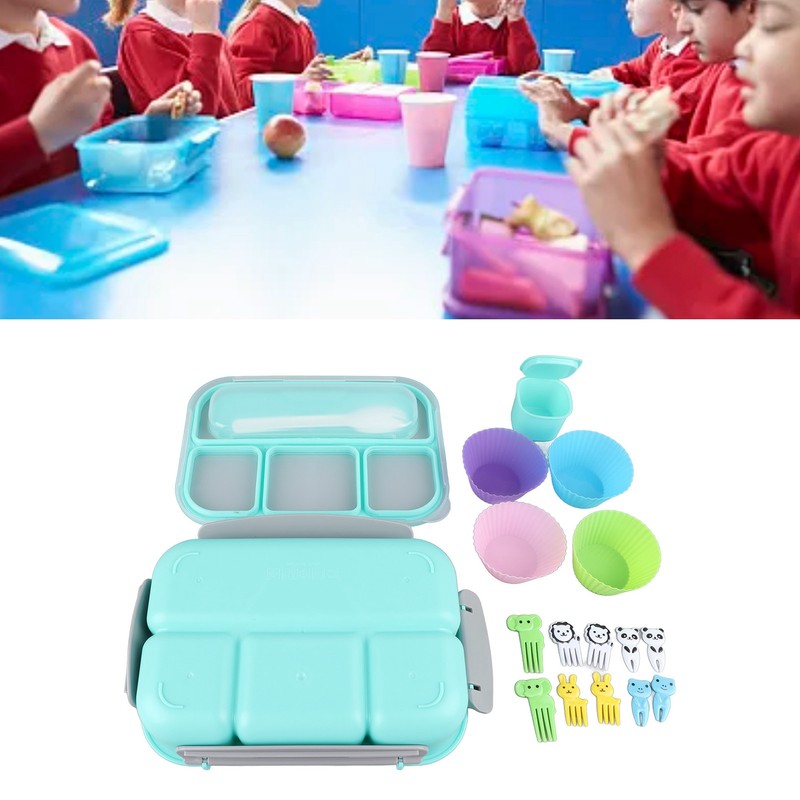 16PCS Set Bento Box Reusable 1300ml 4 Compartment Adult Lunch