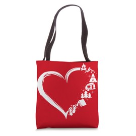 Camping Items in Heart Shape Tote Bag