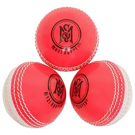 Soft Cricket Balls - Durable Stitched Seam Soft PVC Practice & Training Cricket Balls Standard Size (Pink/White)